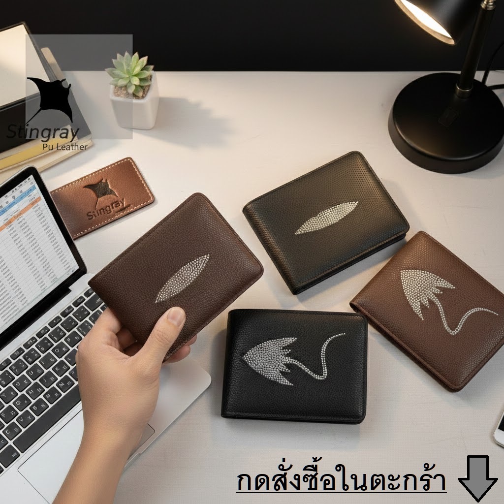 กระเป๋าสตางค์ กระเป๋าผู้ชาย 🆗ลายหนังปลากระเบน🔻WALLET BAG STINGRAY🔻ส่งไวจากไทย ✅