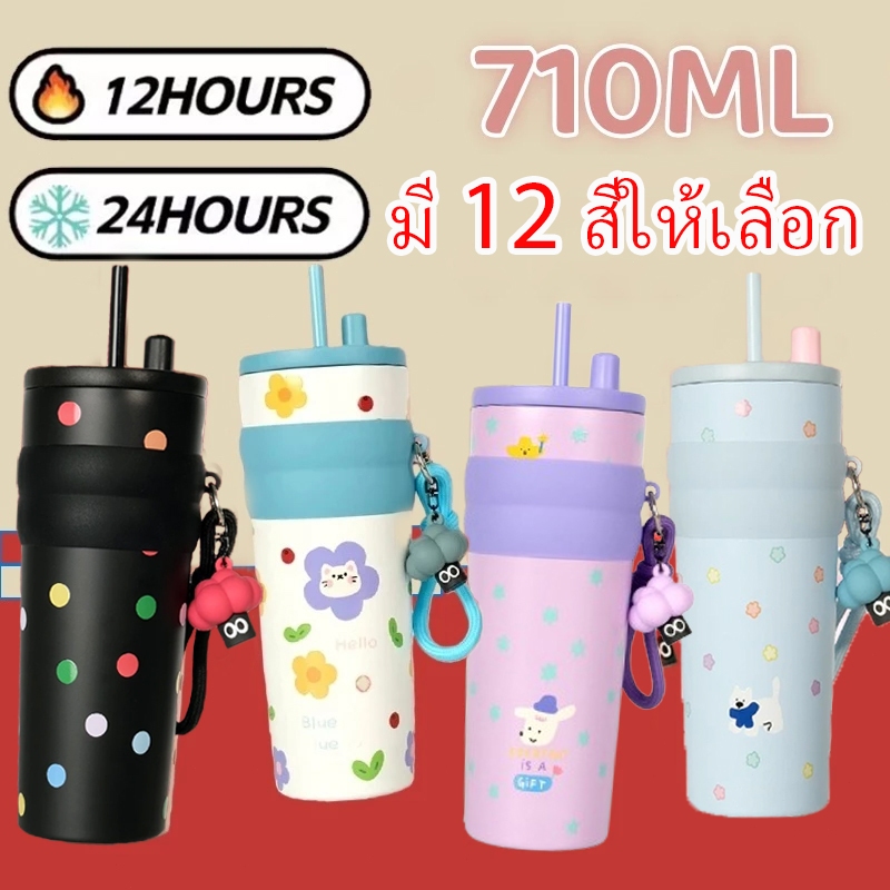 【เซรามิก+สแตนเลส 316】แก้วเก็บความเย็น แก้วเยติแท้ เก็บได้ทั้งความร้อน แก้วเยติน่ารัก ของขวัญ 24oz
