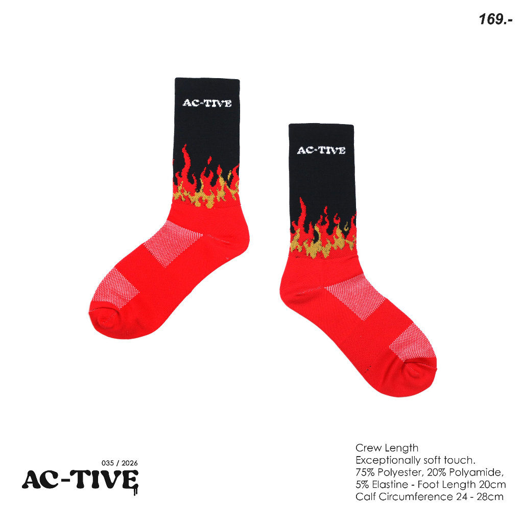 AC-TIVE Crew Length / Red / 169 B.