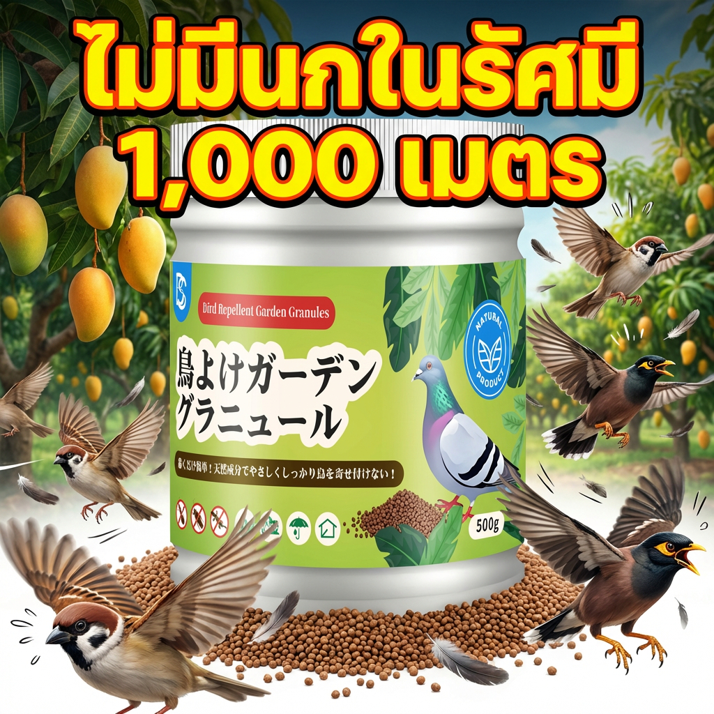 10000เมตรไม่มีนก ไล่นก ก้อนไล่นก ก้อนไล่นกพิราบ ที่ไล่นก สูตรเข้มข้น เห็นผลเร็ว 500g