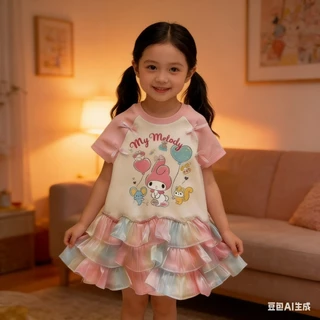 BB164 ชุดเดรสพาสเทล My Melody น้องหนูน่ารัก สดใสสุดๆ งานฟรุ้งฟริ้ง ผ้านุ่ม ใส่สบาย งานดีคุ้มค่า น้องใส่น่ารักมาก