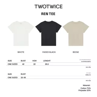 (พร้อมส่ง) Twotwice - REN TEE - เสื้อยืดทรง Oversized ดีเทลป้ายทอด้านหลัง