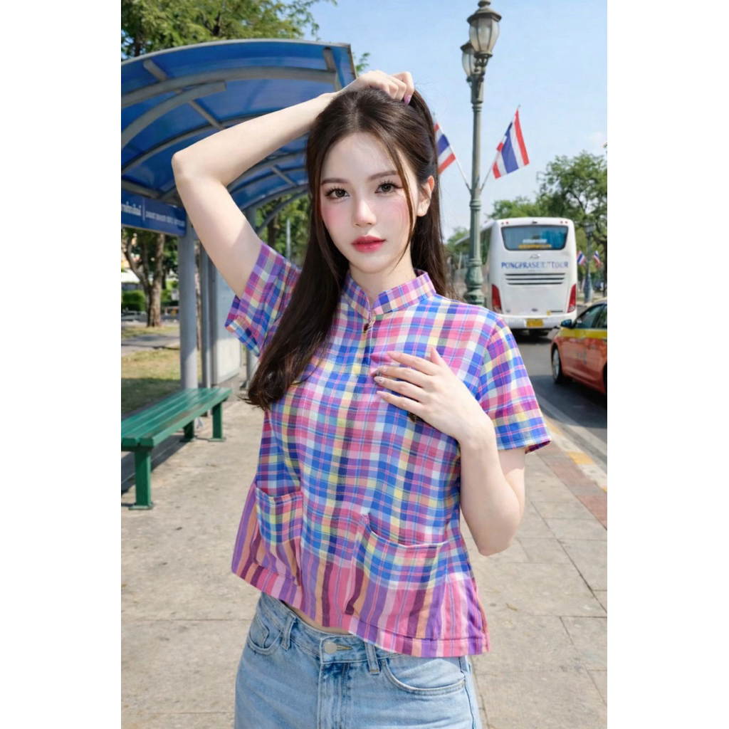 เสื้อขาวม้าคอจีน มีหลายไซส์  ✅ พร้อมส่ง ชุดที่3