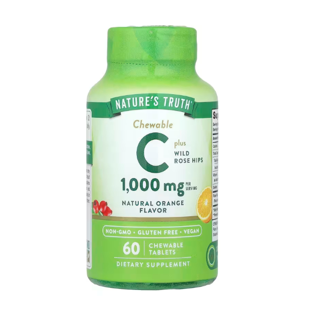 Nature's Truth, Vitamin C Plus Wild Rose Hips, Natural Orange, 60 Chewable Tablets