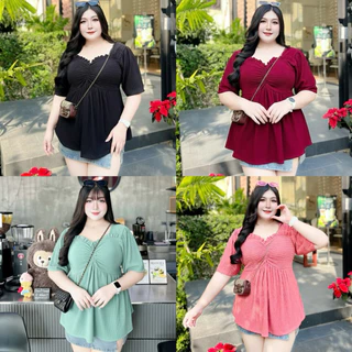 เสื้อขยุ้มอกแต่งระบาย ใส่พรางหุ่น ปิดพุง สำหรับสาวอวบอ้วน ไซส์ใหญ่อก50ยืดได้ถึง60
