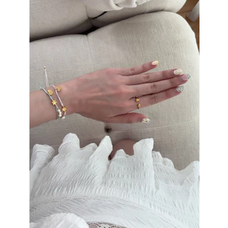 nice try studio -Lilies Love Ring แหวนดีเทลลายหัวใจและดอกไม้ กันน้ำ กันเหงื่อ ไม่ลอก ไม่ดำ