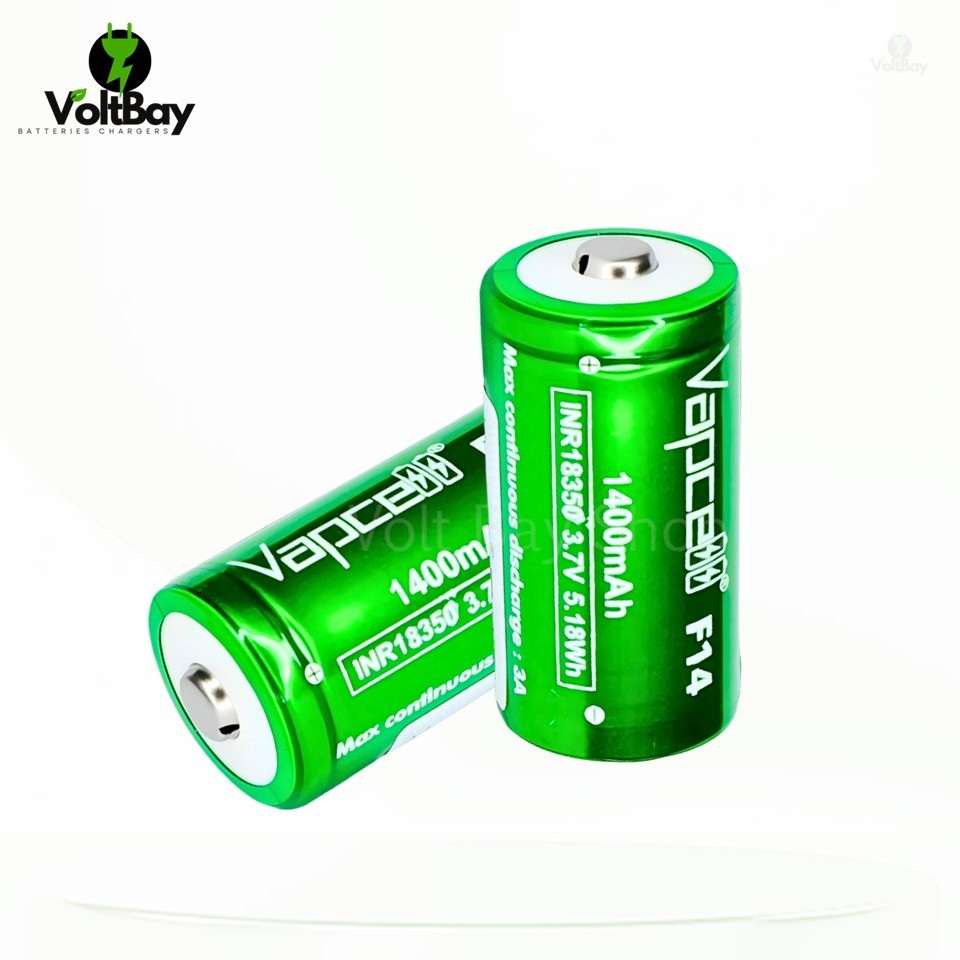 (หัวนูน) Vapcell  ถ่านชาร์จ 18350 3.7V  F14 1400mah 3A ราคา ถูกที่สุด ดีลบีเคเค แกลเลอรีภาพที่ 5