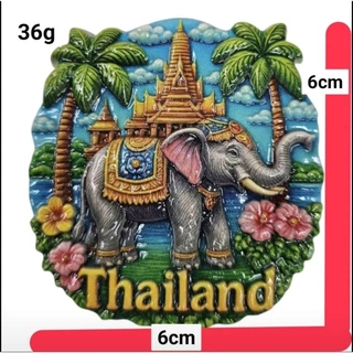 JUแม่เหล็กติดตู้เย็นลายช้างไทย & แลนด์มาร์กประเทศไทย (วัสดุเรซิ่น)