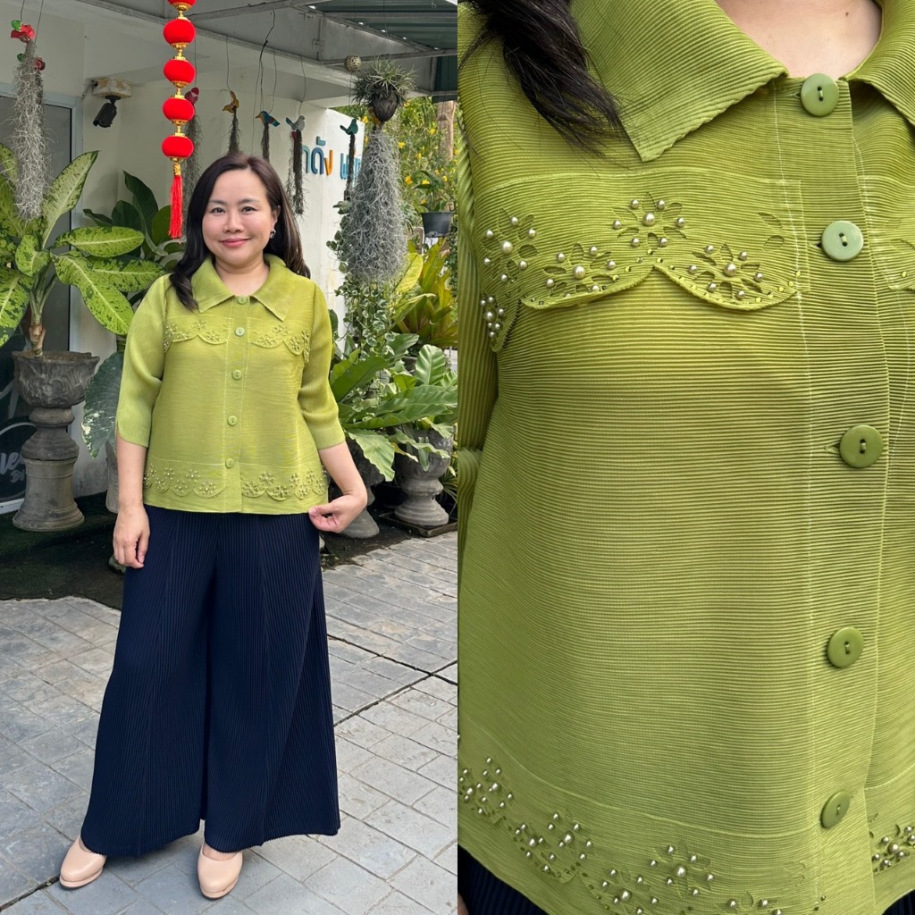 PleatByNisa A993 เสื้ออัดพลีทผ้าพรีเมียม เนื้อผ้าคุณภาพ Polyester100%
