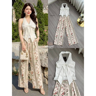 Nannapat(เช็คก่อนส่ง)Set 2 ชิ้น เสื้อคล้องคอ+กางเกงขายาว สวย…