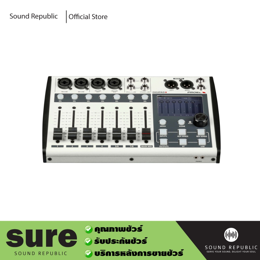 Proel DIGIPAD8 Digital Mixer พร้อม Bluetooth และ USB