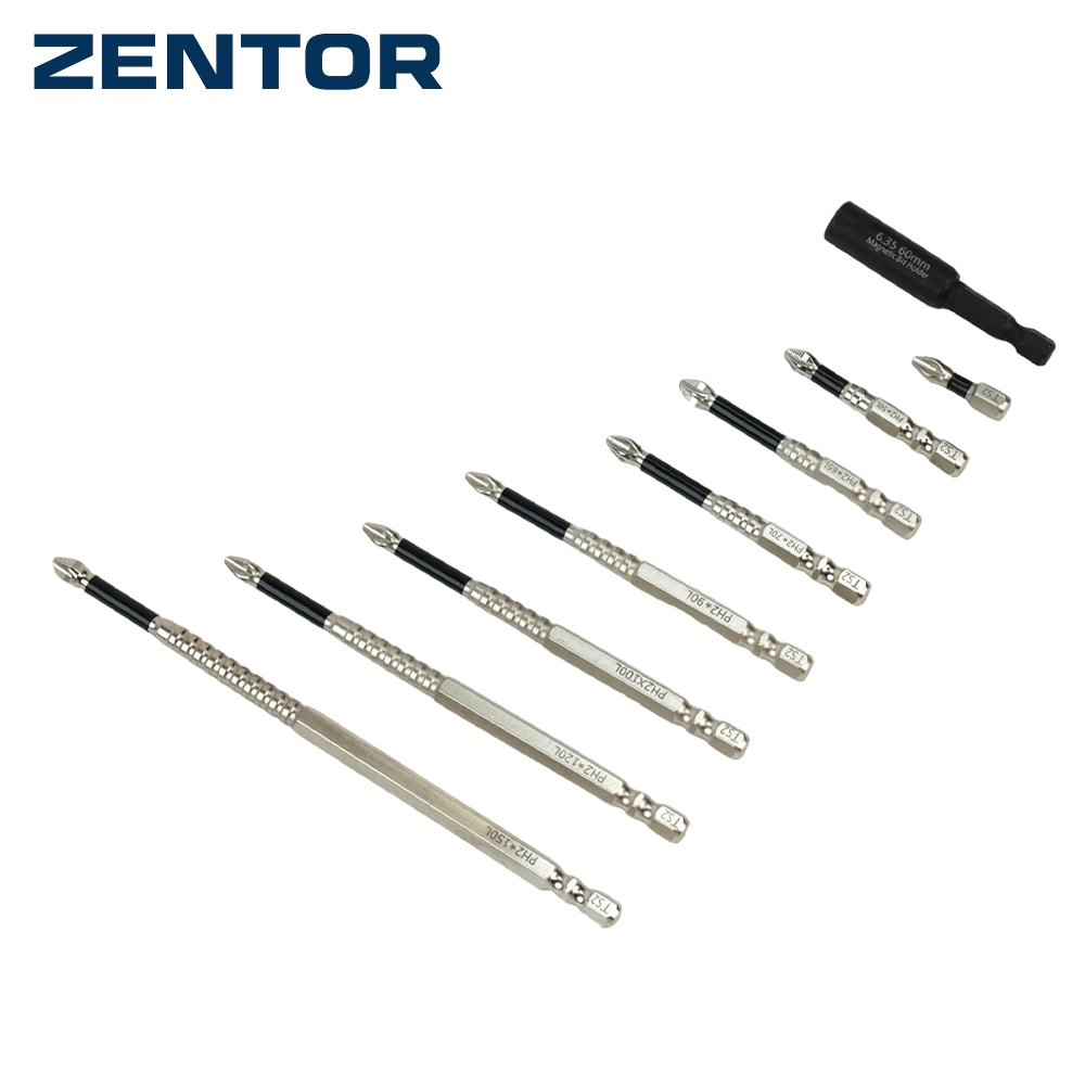 Zentor ชุดดอกไขควงแม่เหล็ก ดอกไขควงชนิดกันลื่น เซ็ตไขควง 7 และ9ชิ้น PH2 ดอกไขควงชุด เหล็กกล้าS2 anti slip screwdriver
