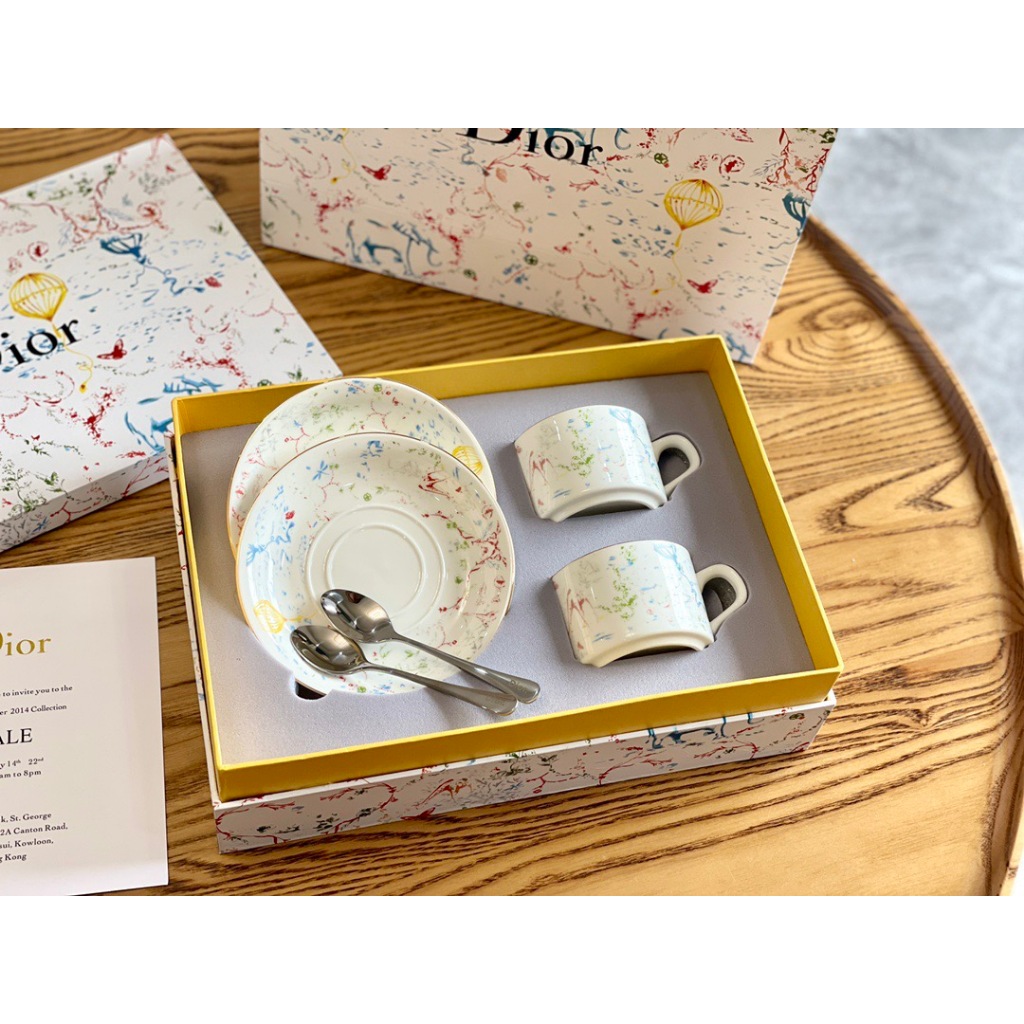 DIO*R Children Fun Series ถ้วยกาแฟเซรามิค Limoges ชุดน้ำชายามบ่าย 2 ถ้วย 2 จาน 2 ช้อน