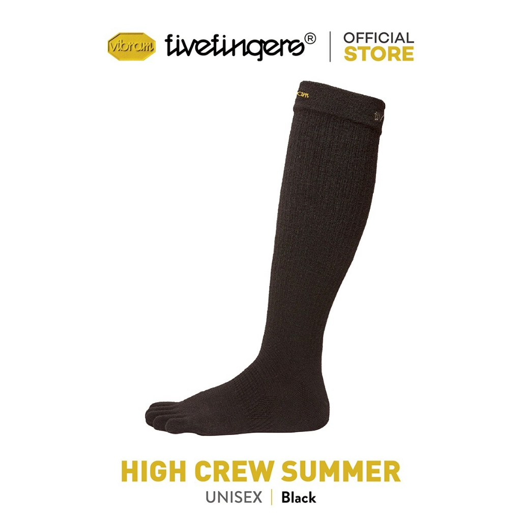 ถุงเท้า Vibram FiveFingers รุ่น High Crew Summer สี Black