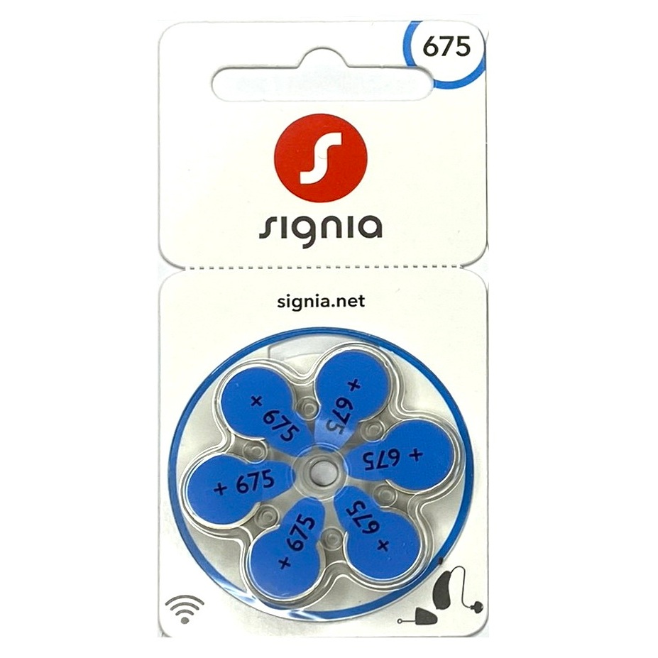 ถ่านเครื่องช่วยฟัง Signia 675(สีฟ้า)สดใหม่ ไฟเต็ม ของแท้ (Signia HA Battery 675)