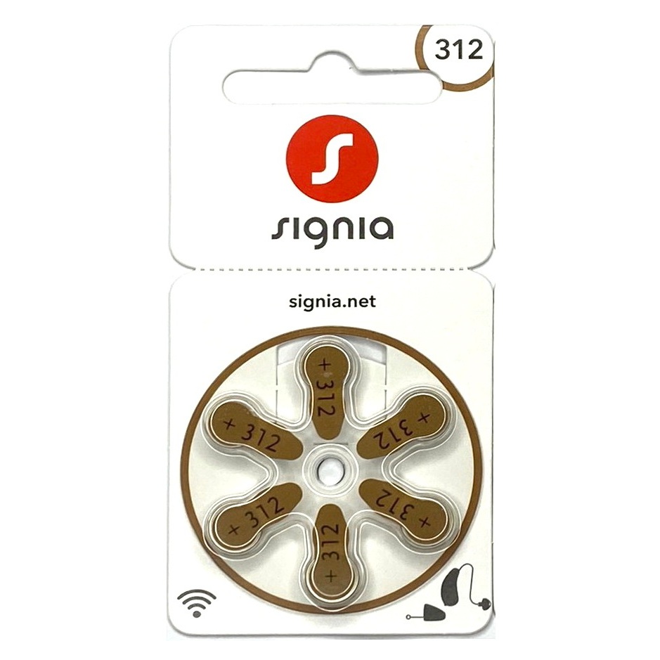 ถ่านเครื่องช่วยฟัง Signia 312(สีน้ำตาล)สดใหม่ ไฟเต็ม ของแท้(Signia HA Battery 312)