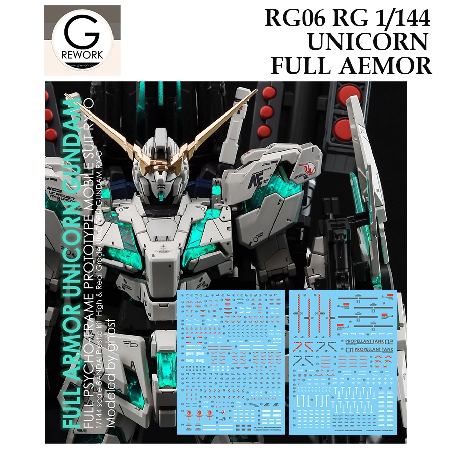 [ G Rework ] RG06  RG 1/144 FULL ARMOR UNICORN GUNDAM WATER SLIDE DECAL