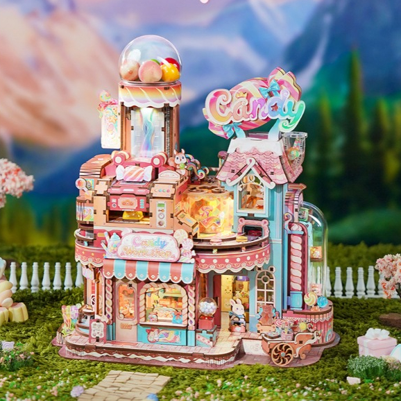 [ส่งด่วนกทม.] ตัวต่อไม้ DIY Candy Workshop ของเล่น ประกอบเอง มีกลไก เปิดไฟได้ มีเพลง Tonecheer TQ424