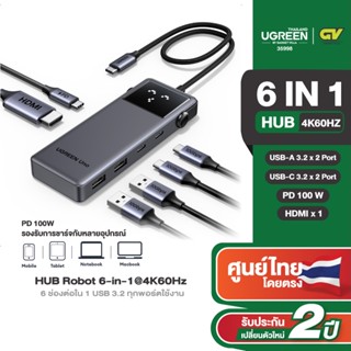 UGREEN อะแดปเตอร์ HUB Robot Type C 6-in-1 รองรับ 4K60Hz +2 U…