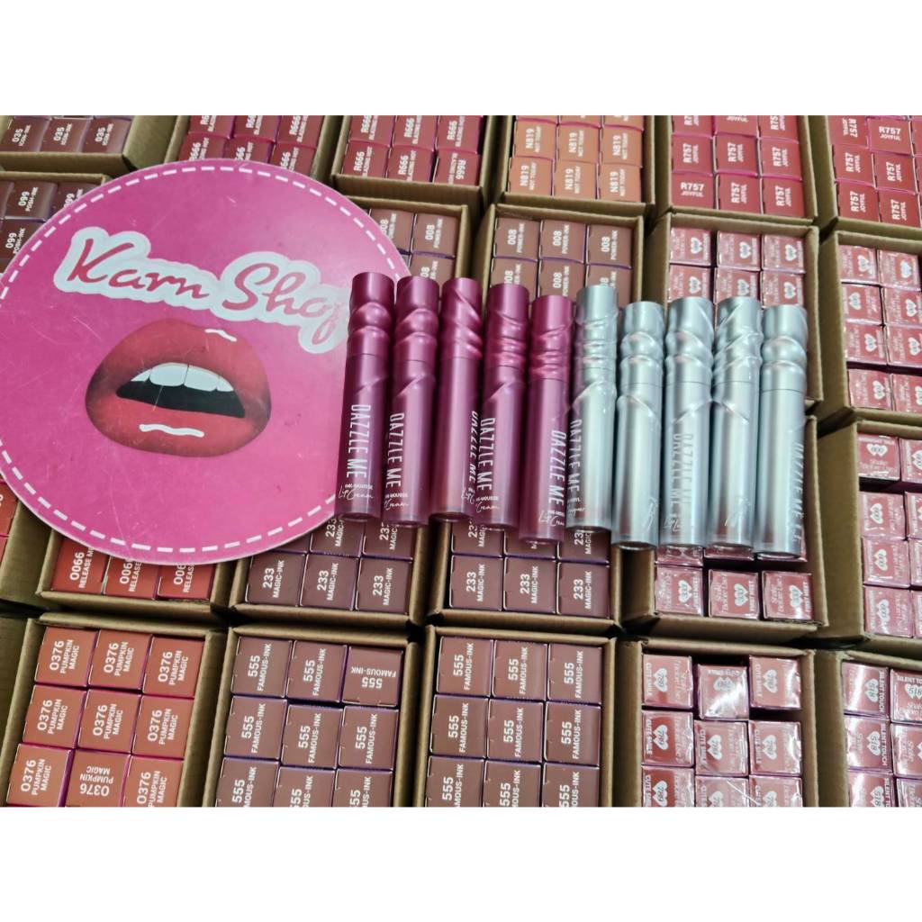 ลิปไวนิล/ลิปครีมเนื้อมูส ติดทน เบาสบายปาก DAZZLE ME Ink-Vinyl Lip Lacquer/Ink-Mousse Lip Cream