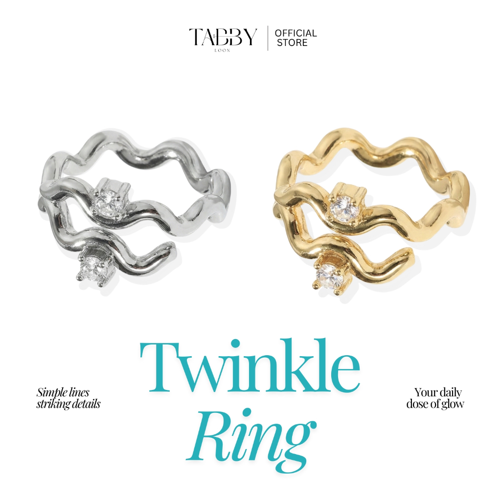 Tabby Loon Twinkle Ring แหวนหยักประดับเพรชcz ทรงเกลียว(พร้อมกล่อง)