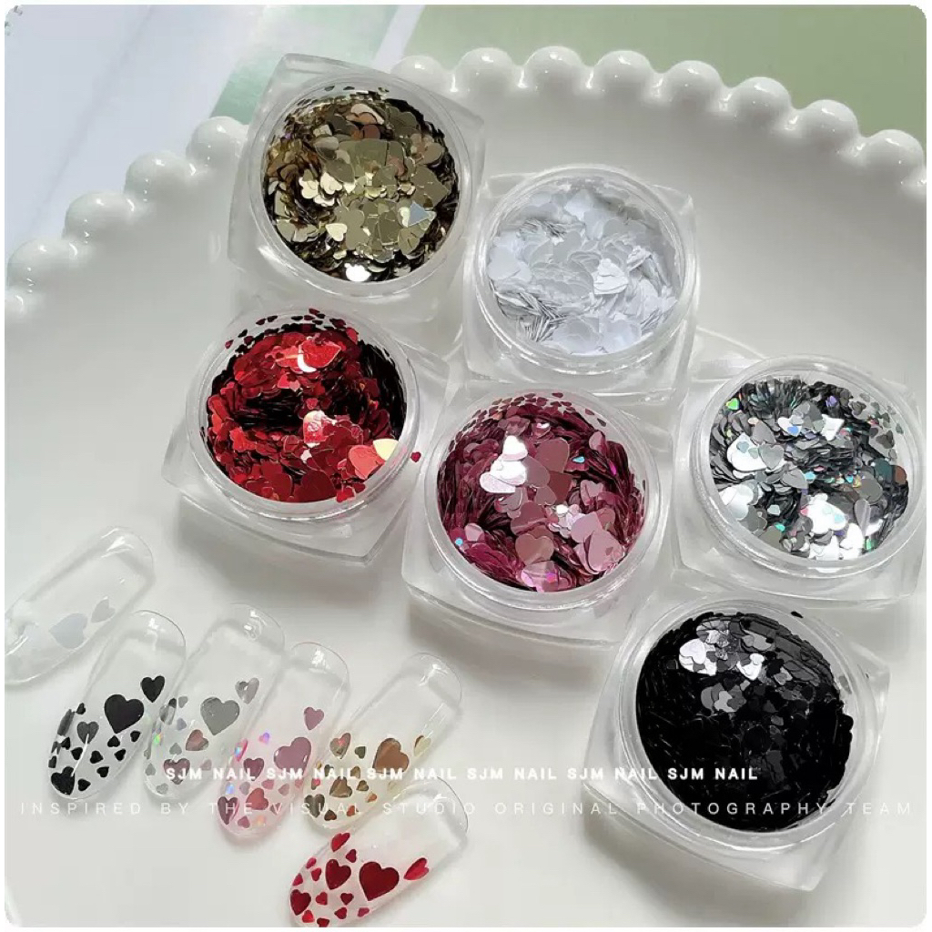 กากเพชร กลิตเตอร์แต่งเล็บ รูปหัวใจ วาเลนไทน์