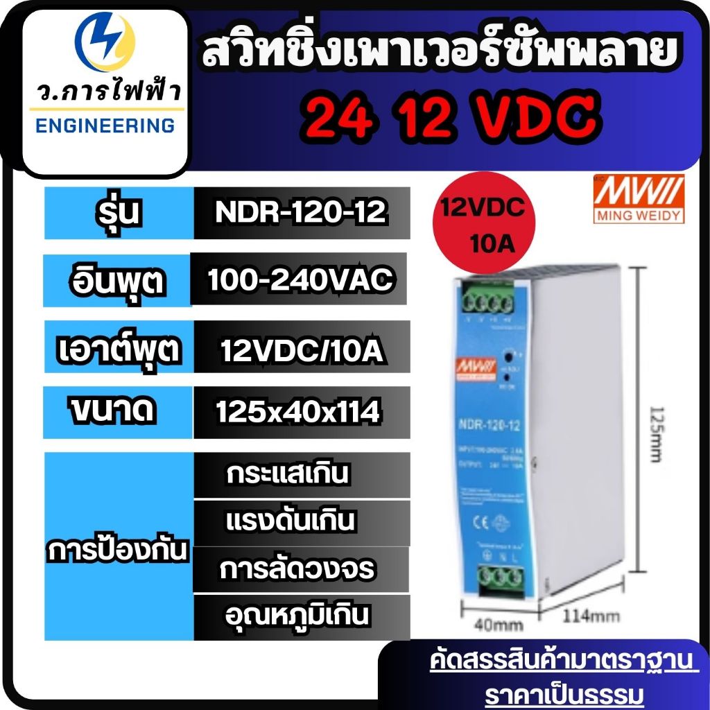 สวิทชิ่งเพาเวอร์ซัพพลาย 24V 12V NDR-Series switching  Power supply Input 220VACพร้อมส่ง - รูปที่ 3