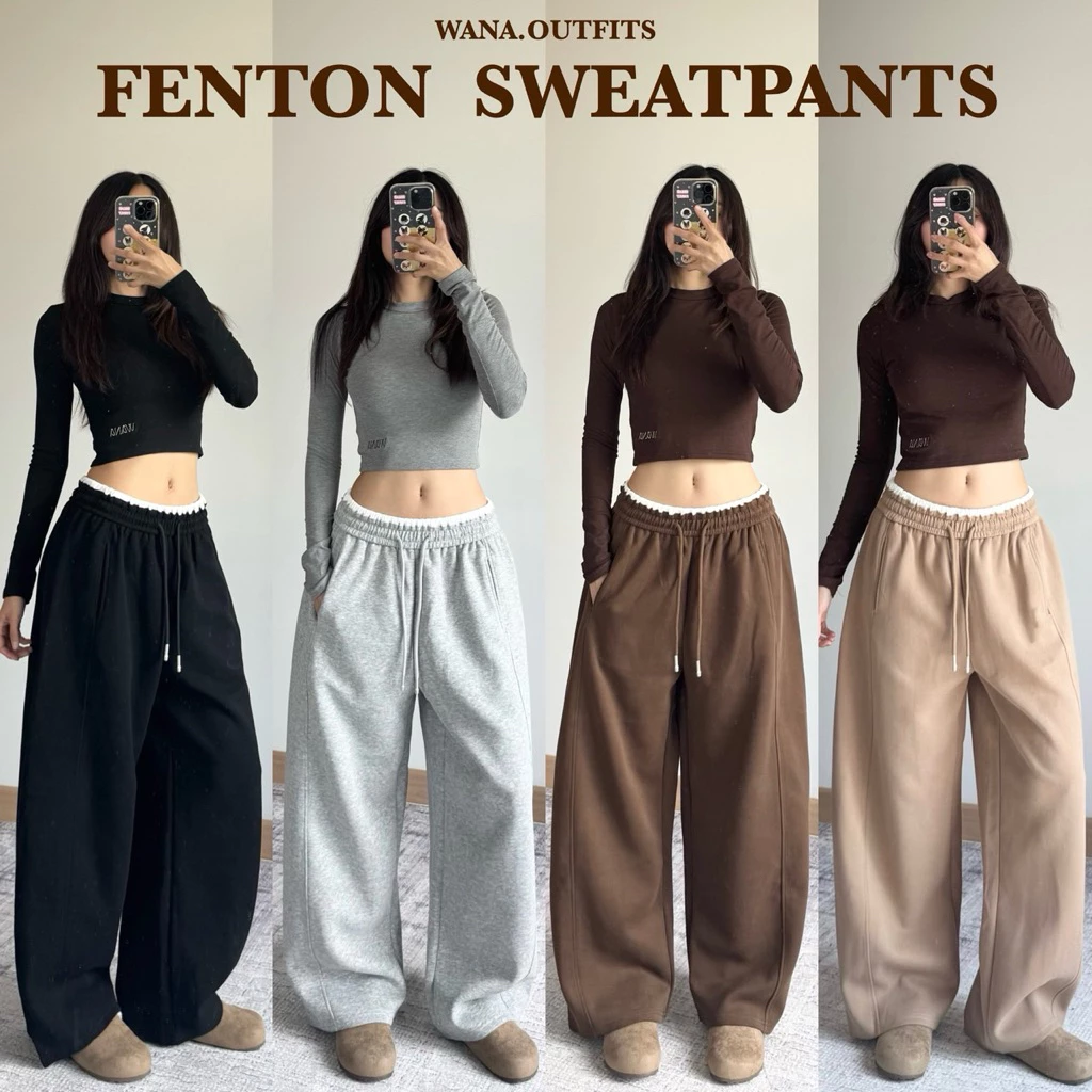 Wana.Outfits - Fenton Sweatpants กางเกงวอร์มขากระบอกแต่งขอบเอวทูโทน