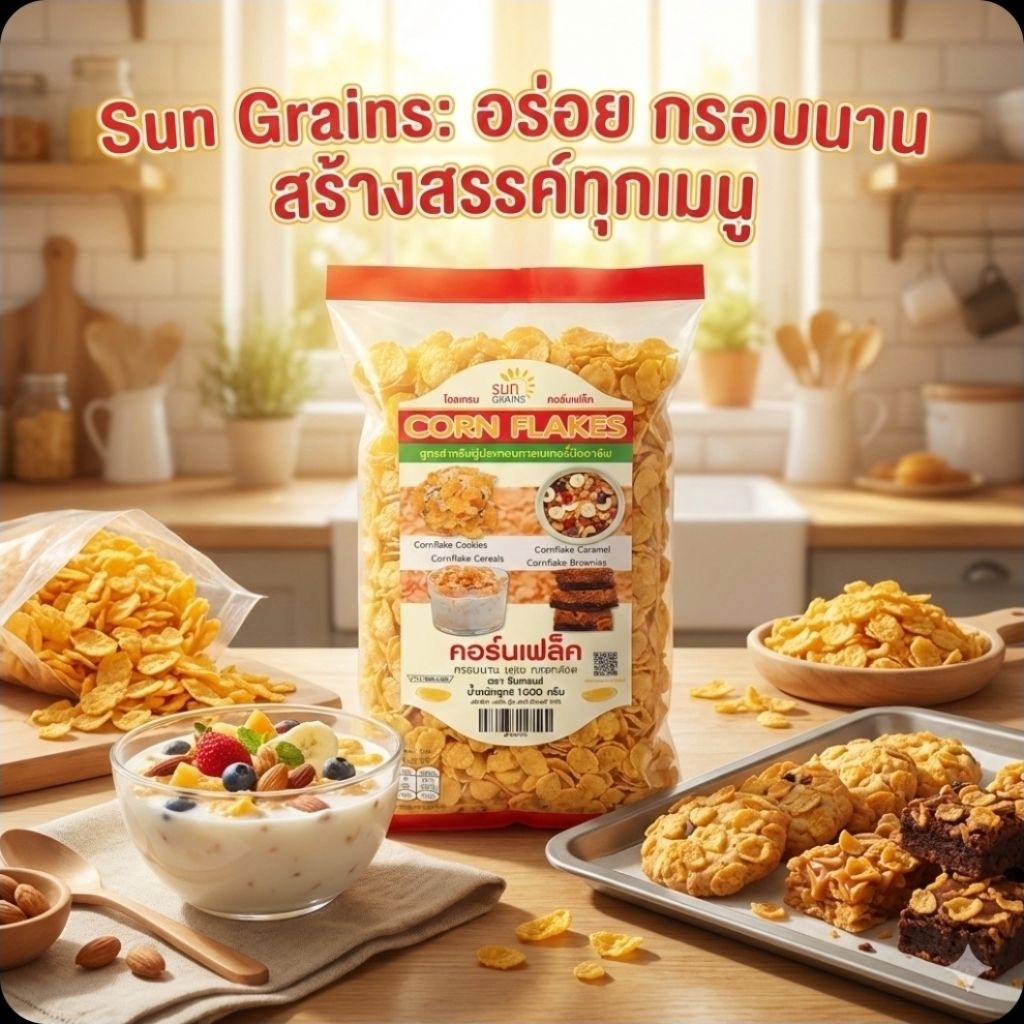 SunGrains ซันเกรนส์ คอร์นเฟล็ค ขนาด 1 กิโลกรัม.