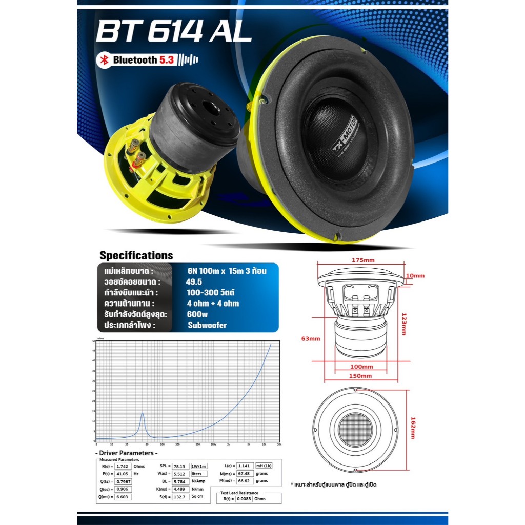ลำโพงซับ6นิ้วบูทูธ TX MOTOR(รับตรงจากโรงงานมีประกัน)