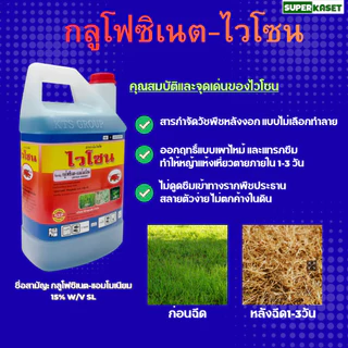 กลูโฟซิเนต-ไวโซน (น้ำสีฟ้า) ยาฆ่าหญ้าชนิด เผาไหม้ขนาด 4ลิตร สินค้าพร้อมส่งทั่วประเทศ!!!!