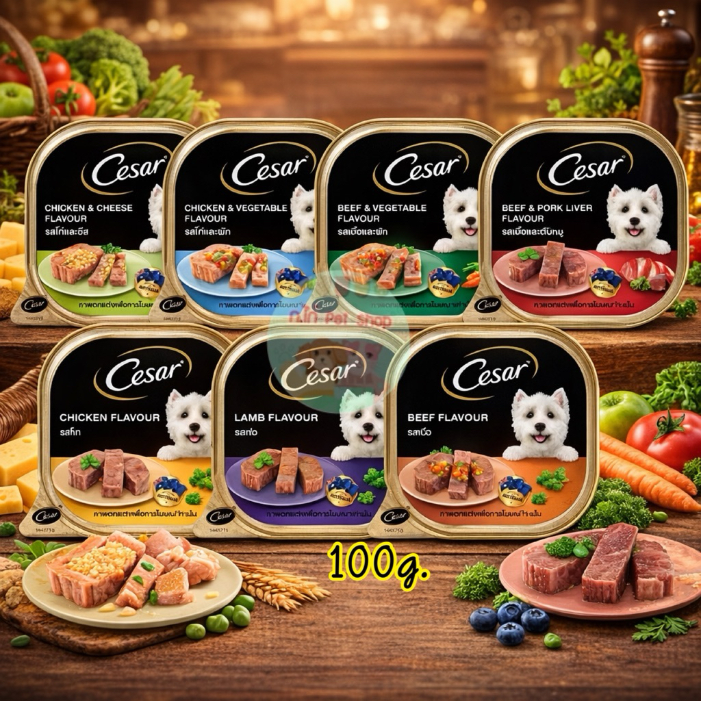 อาหารสุนัข ซีซาร์ ยกแพ็ค 6ถาด Cesar ขนาด100g.