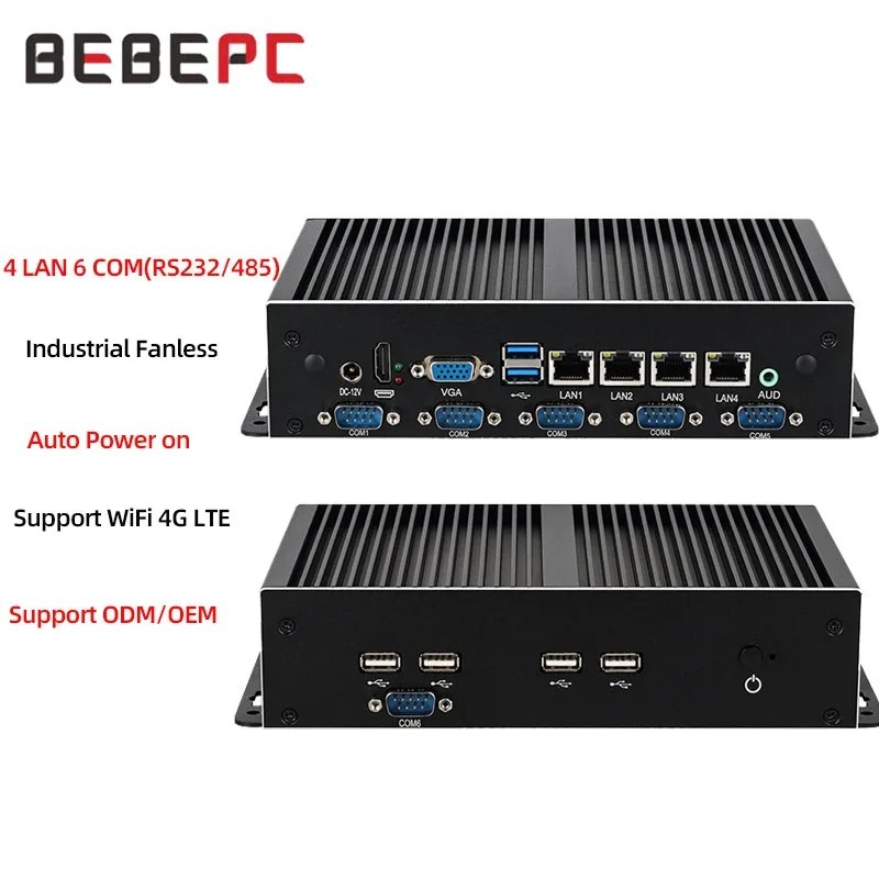 BEBEPC Industrial Mini PC with Inter I3-5005U/I5-4300U/I7-4600U DDR3 SSD Support Linux WiFi 4G LTE w