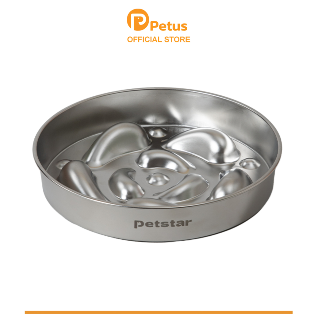 Petus ชามชะลอการกิน ชามอาหารสุนัข ถ้วยสุนัข Pet food bowl วัสดุสแตนเลส ไม่เป็นสนิม ช่วยชะลอการกิน ฐานกันลื่น ขอบต่ำ