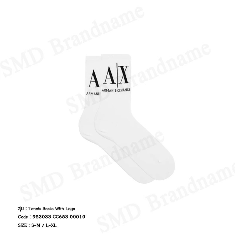 Armani Exchange ถุงเท้าข้อยาว รุ่น A/X Tennis Socks With Logo Code: 953033 CC653 00010