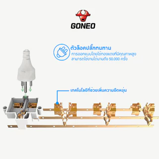 GONEO รางปลั๊กไฟ 3 ช่อง ติดลอย (แบบไม่มีสายไฟ) คุณภาพสูง ทำจากทองเหลือง 3680W รุ่น TC0030, TW0030 Gongnio