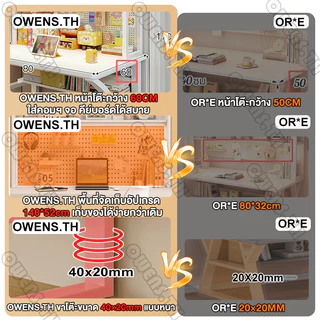 Owens โต๊ะทำงาน โต๊ะคอมพิวเตอร์ diy pegboard+ชั้นวางหนังสือบนโต๊ะ ติดตั้งง่าย ขาโต๊ะเสริมรูปตัว K มีช่องเก็บสายในตัว