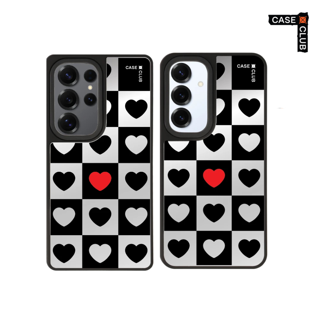CaseClub เคสโทรศัพท์ เคสกระจก ลาย Heart Parade สำหรับ Galaxy S25/S24 Ultra/S25/S24