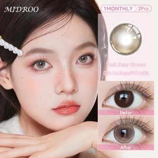 【สั่ง2คู่แถมน้ำยา60ML1ขวด】Midroo 【0°~-400°】🍺Malt Beer-14.5mm🍺เลนส์แฟชั่น คอนแทคเลนส์สี ค่าสายตาสั้น Brown Contact Lens