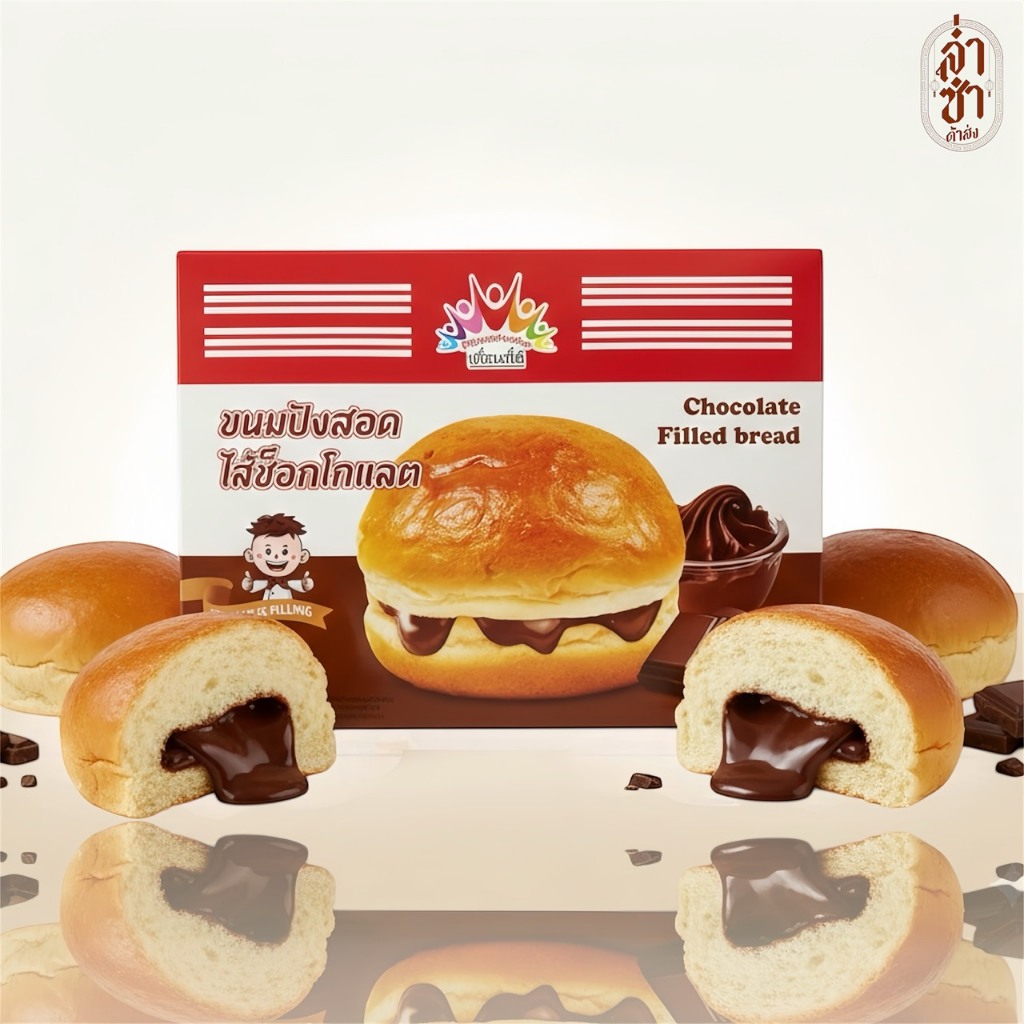 [NEW] ขนมปังไส้ช็อกโกแลต 1กล่อง12ชิ้น แบรนด์เพื่อนที่ดี สินค้าพร้อมจัดส่ง