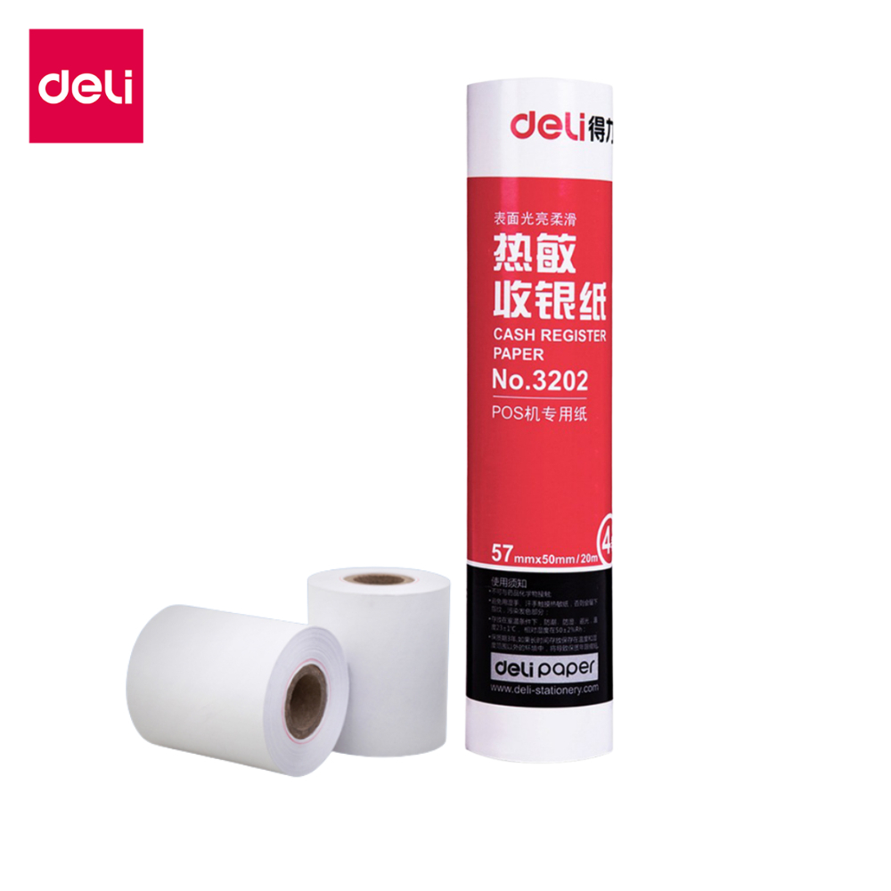 Deli กระดาษความร้อน กระดาษพิมพ์ใบเสร็จ 4ม้วน ขนาด 50x57 mm พิมพ์ชัดคม Thermal Paper