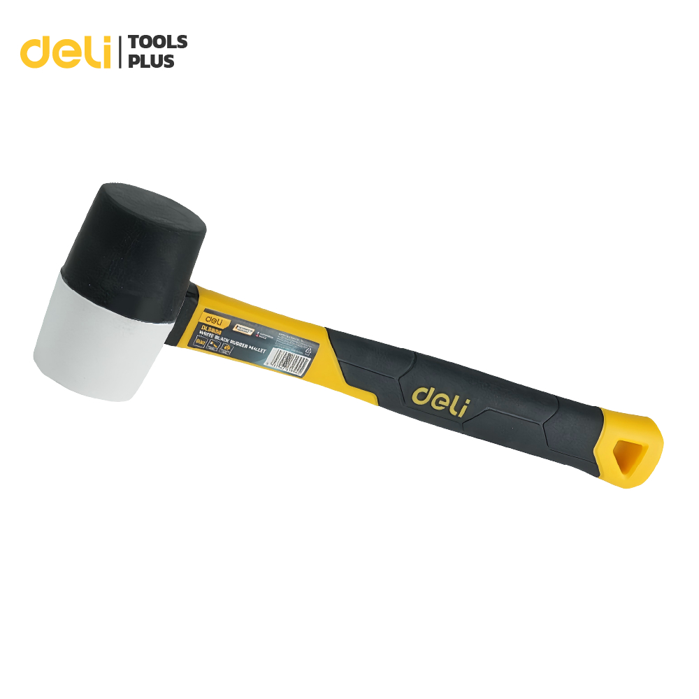 Deli ค้อนยาง ค้อนยางไฟเบอร์กลาส ค้อนสีขาวดำ/ขาว ขนาด 8/16 ออนซ์ ค้อนยางอเนกประสงค์ Rubber Hammer