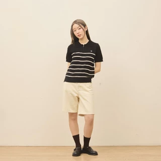 avocado - Tenya Line Tops เสื้อโปโลแขนสั้น ลายทางดีเทลซิปหน้า ผ้าใส่สบาย I มีไซส์อก 38" และ 46"