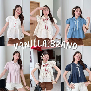 เสื้อคอบัวแขนพอง แต่งผูกโบว์คอ -kn / VB0624