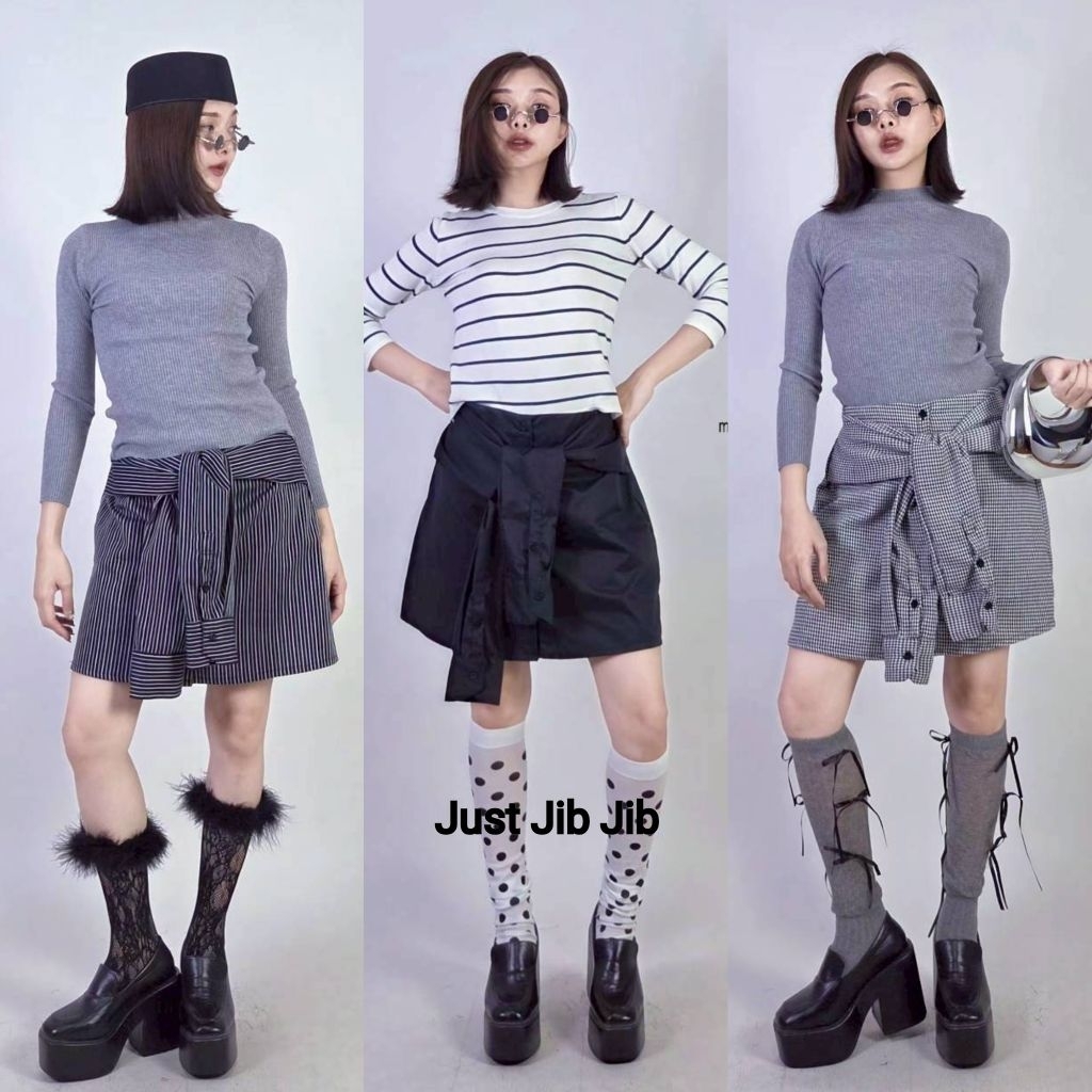 กระโปรง +กางเกง ผูกเอว ยาว 3 ส่วน