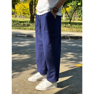 (มัดเงิน บูติก) กางเกงขายาวผ้าหม้อห้อม 4 กระเป๋า เอวยางยืด