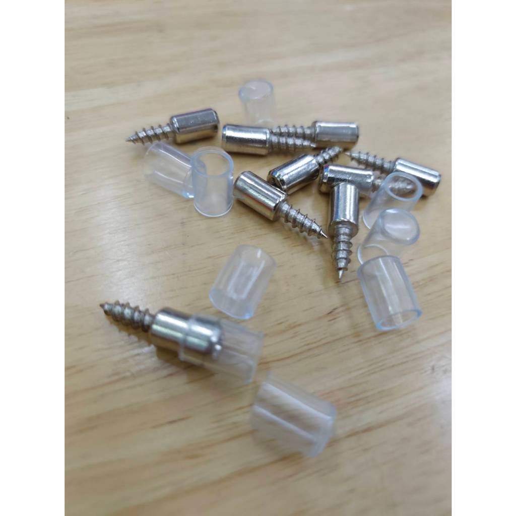ปุ่มรับชั้นไม้ แบบหัวปลายสกรู พร้อมยางใส รับชั้น SKC  725