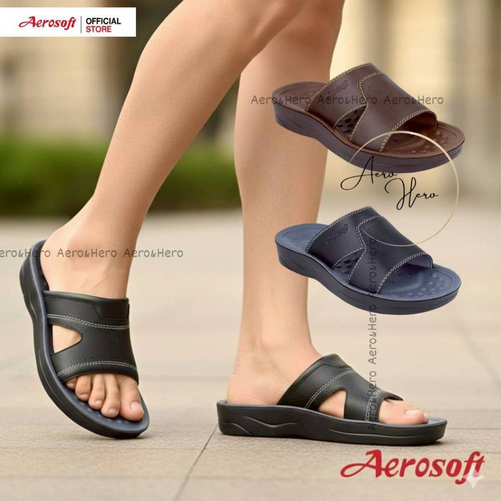 Aerosoftรองเท้าแตะชายสุขภาพ พื้นรองเท้านุมพิเศษ ใส่สบายเดินทั้งวันหรือทำงาน รุ่น SM3040