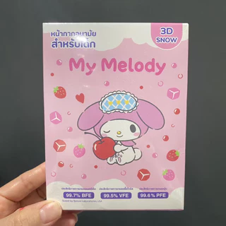 เเด็กโต Mask 3D snow kids Sanrio by Greenair เด็กโต 3-5ปี ขนาด9x10cm20ชิ้น/กล่อง กันฝุ่นpm2.5