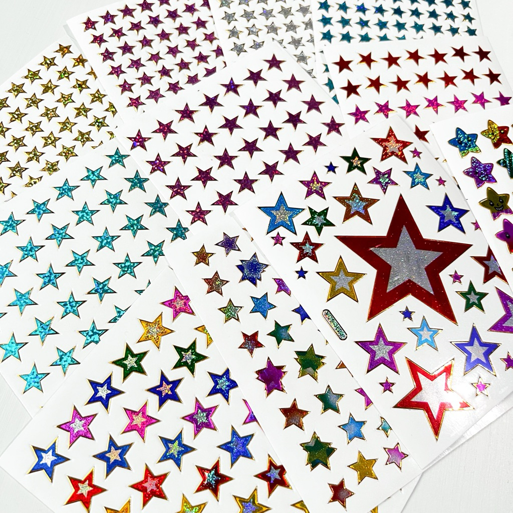 *อ่านรายละเอียดก่อนสั่ง* sticker สติ๊กเกอร์ขอบทอง สติ๊กเกอร์90s ลายดาว